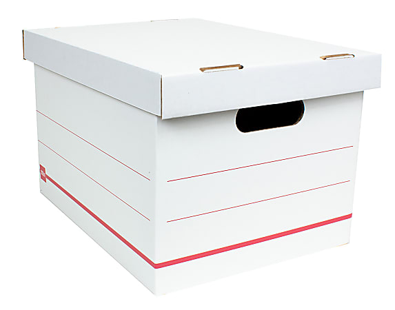 Office Depot Brand Standard Duty Corrugated Storage Boxes LetterLegal Size  15 x 12 x 10 60percent Recycled WhiteRed Pack Of 10 - Office Depot